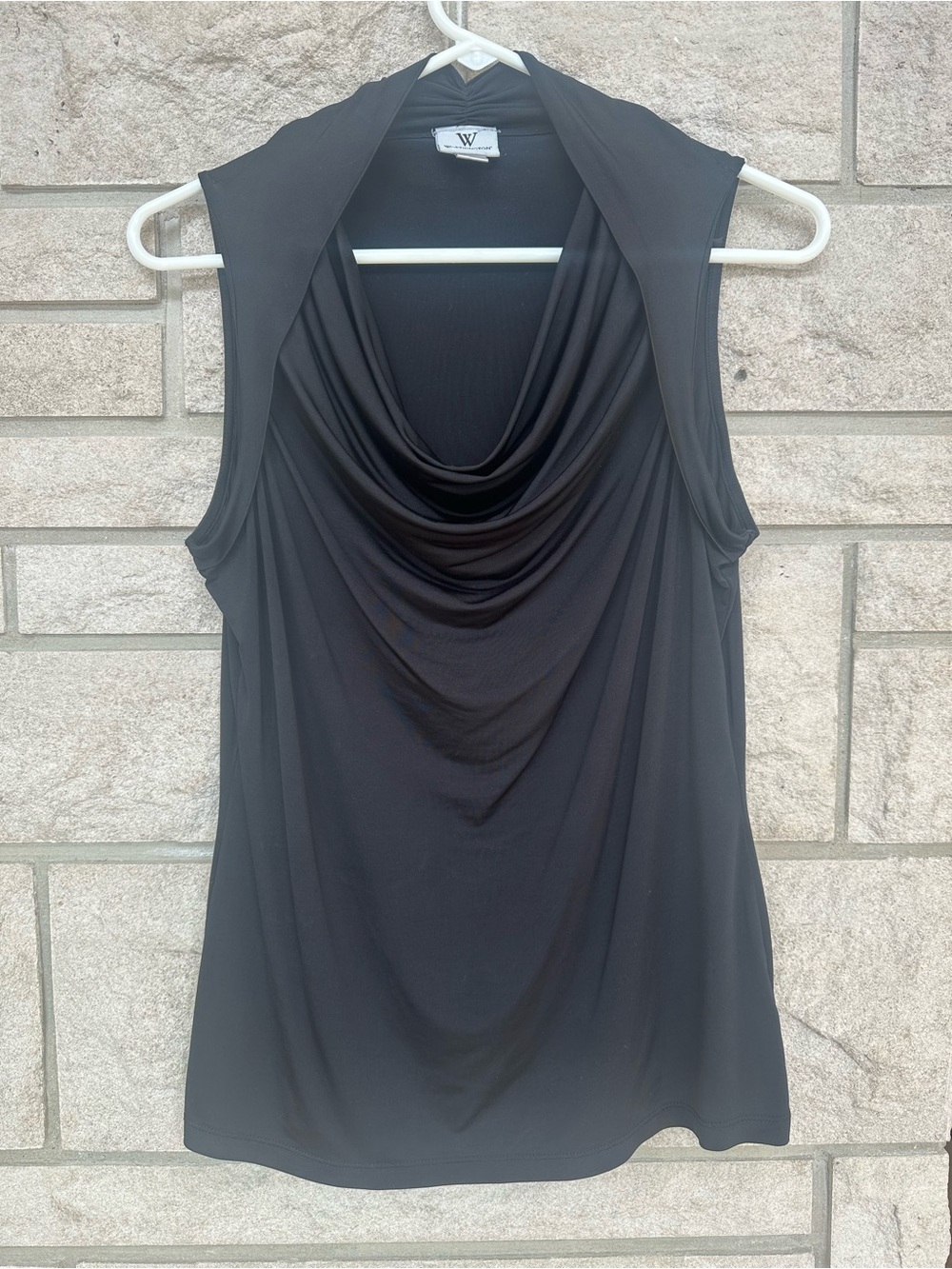 Worthington Black Draped Cowl Neck Sleeveless Top